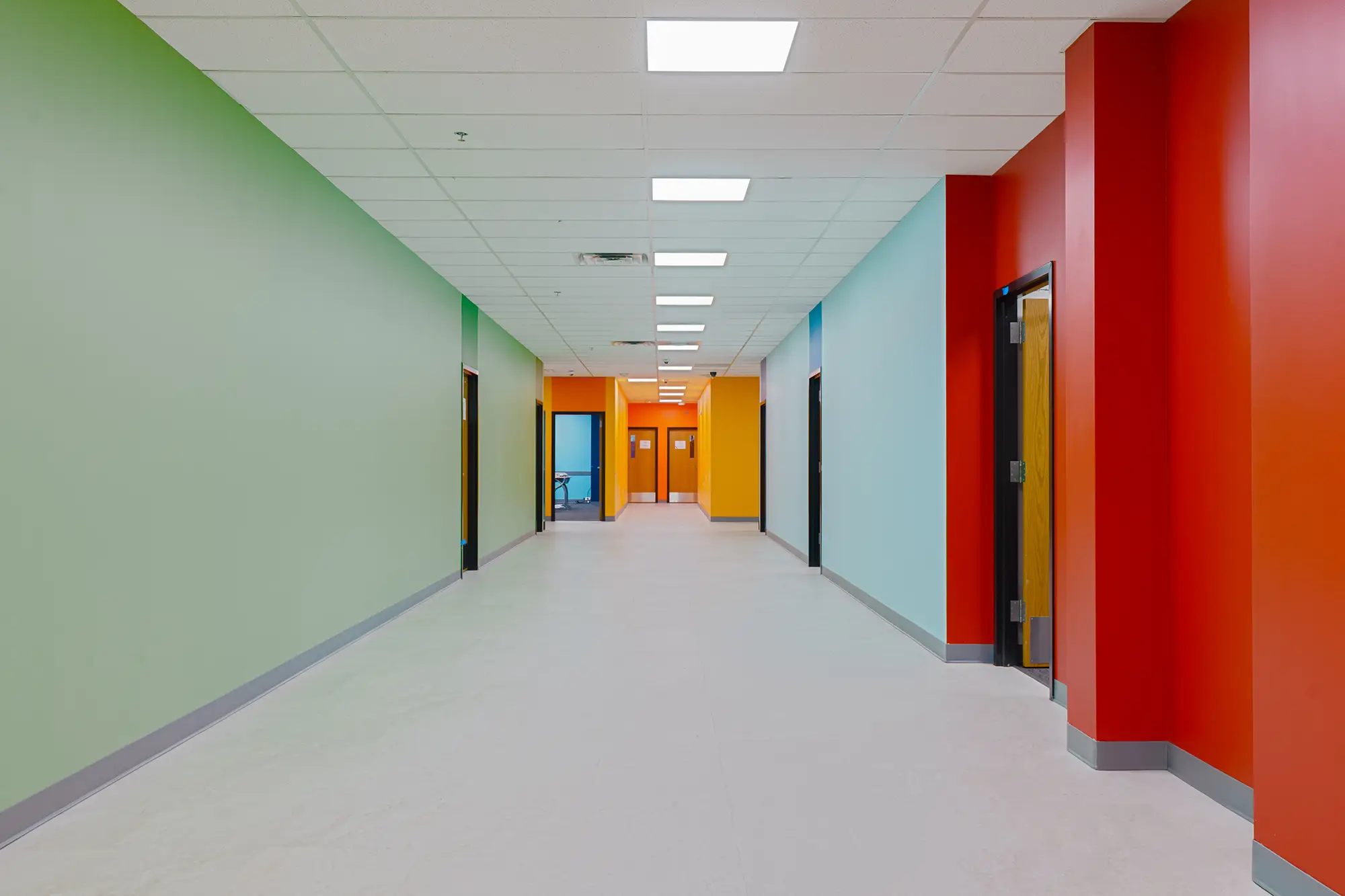 Colorful School Hallway